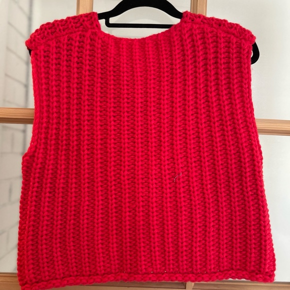 Red Sweater With Chunky Gold Buttons - Picture 2 of 3